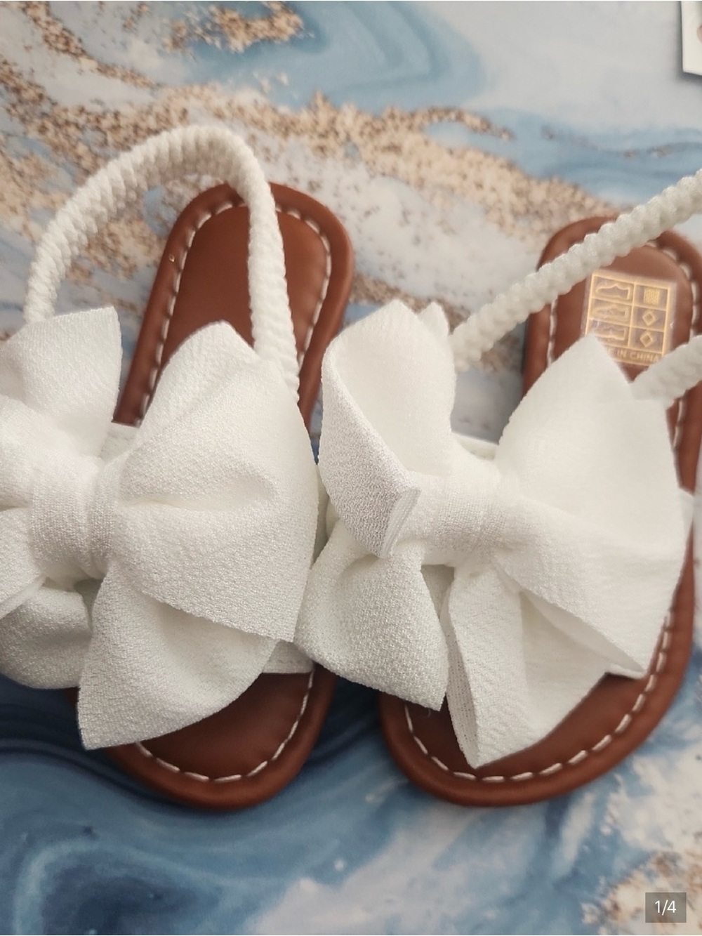 Toddler White Bow Sandals